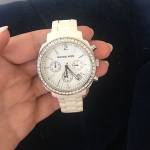 Michael Kors white watch with accents